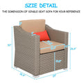 Wide Rattan Double Contiguous Rattan 4-Piece Suit 1 Double 2 Single 1 Double Coffee Table Gray