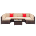 Brown Gradient Weaving Rattan Sofa Set