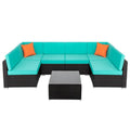 Lake Blue Seven-Piece Modular Sofa