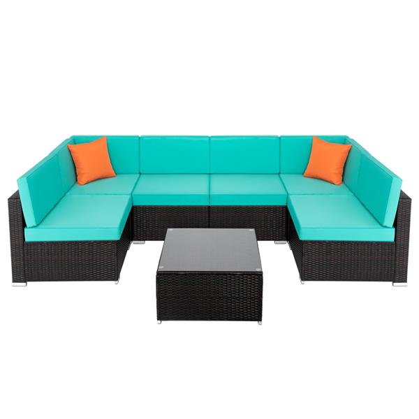 Lake Blue Seven-Piece Modular Sofa