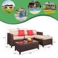 Brown 5-Piece Set Rattan Sofa
