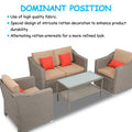 Wide Rattan Double Contiguous Rattan 4-Piece Suit 1 Double 2 Single 1 Double Coffee Table Gray