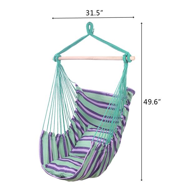 Hammock Chair Distinctive Cotton Canvas Hanging Rope Chair with Pillows Green