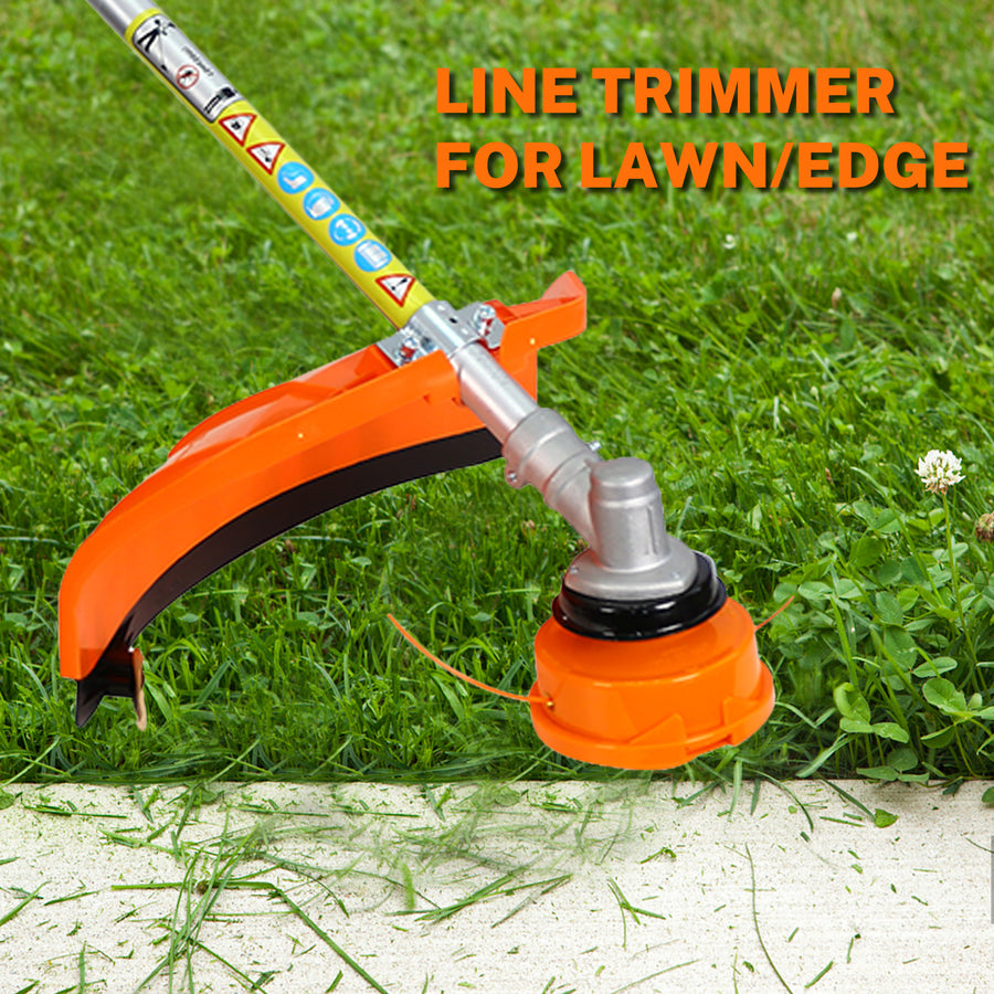 Seizeen String Trimmer Gas Powered, 33CC 2-Cycle Weed Eater Set, Multi-Functional Grass Weed Wacker, Pole Hedge Trimmer, 11000RPM/1.6KW Powerful Pole Saw & Brush Cutter, Orange