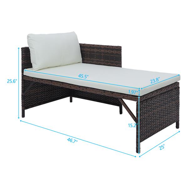 1 Double Seat 1 Chaise Seat 1 Coffee Table Combination Sofa Brown Gradient