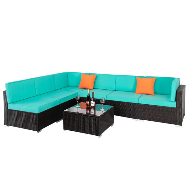 Lake Blue Seven-Piece Modular Sofa