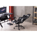 High Back Swivel Chair Racing Gaming Chair Office Chair with Footrest Tier Black & White