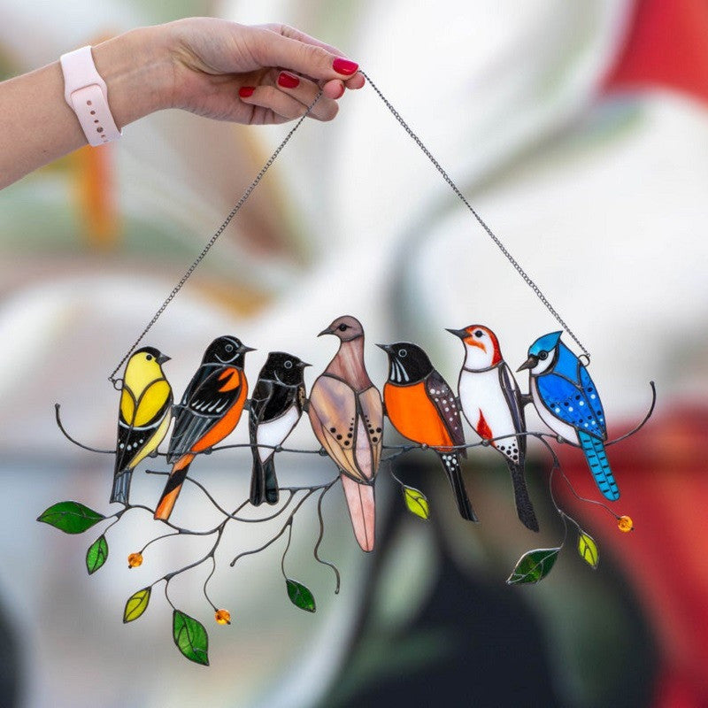 Birds Stained Window Panel Hangings