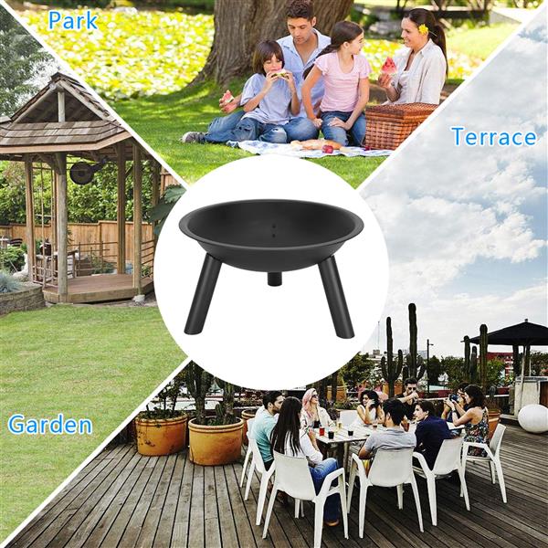 22" Iron Fire Pit Bowl Black