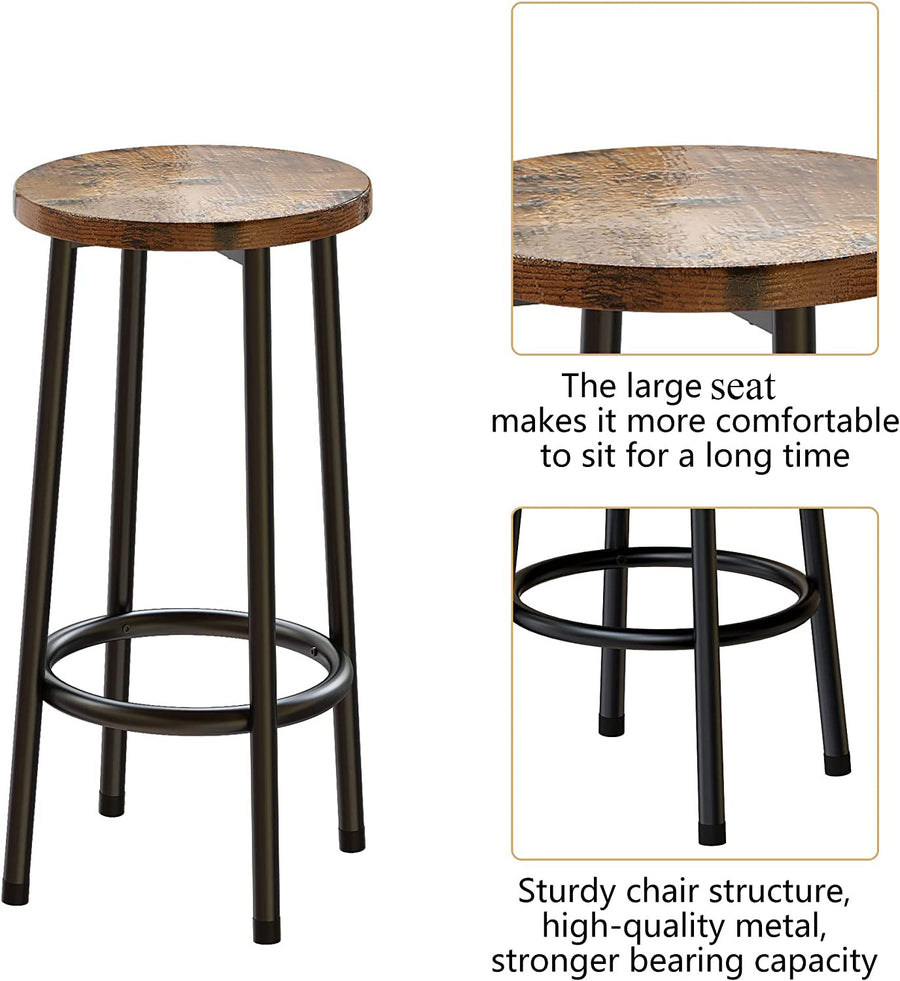 3 Piece Kitchen Island Set, Counter Height Bar Table Set with Wood Top, Breakfast Dining Table Set with 2 Stools and 2-Tier Shelves, Pub Dinette Set for Small Spaces, Brown, L0329