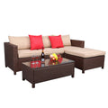 Brown 5-Piece Set Rattan Sofa