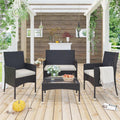 4 Pieces Wicker Patio Sets