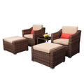 Wide Rattan Double Contiguous Rattan Five-Piece Suit 2 Single 2 Pedals 1 Double Coffee Table