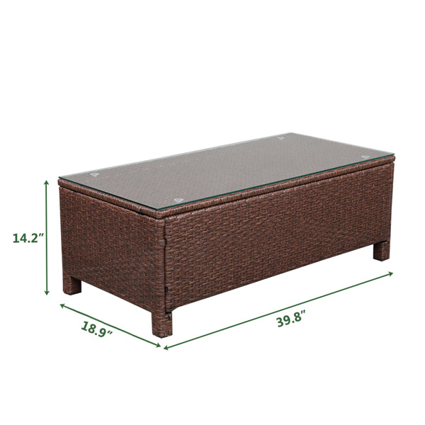 Brown 5-Piece Set Rattan Sofa