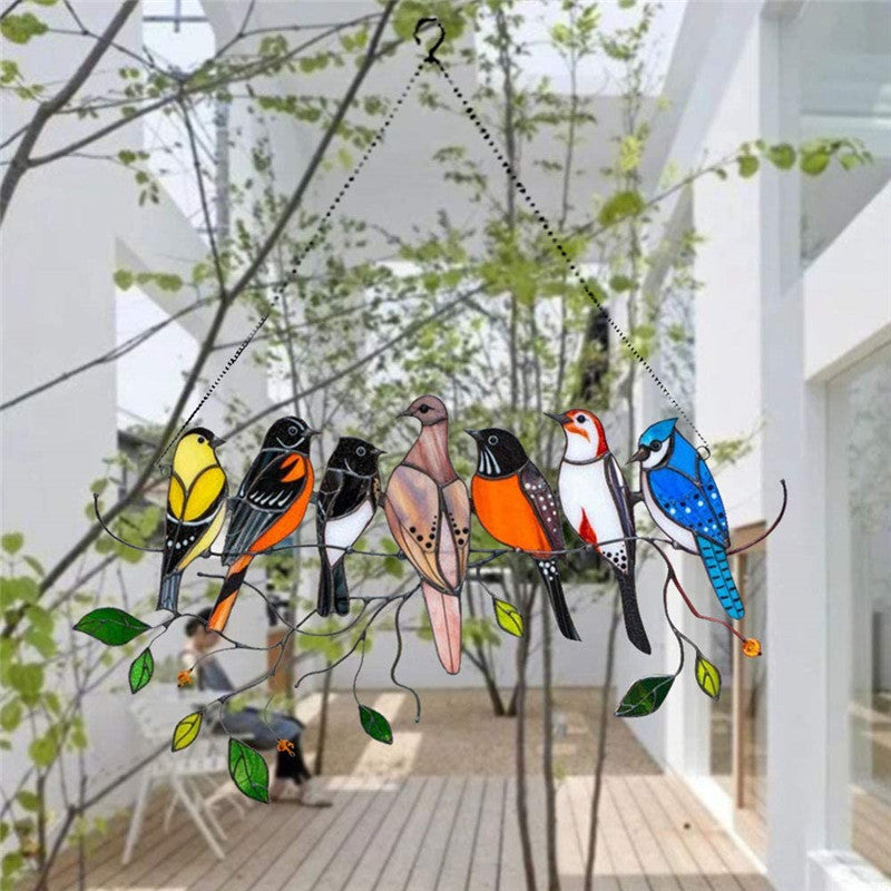 Birds Stained Window Panel Hangings
