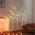 Seizeen™ 4FT 5FT 6FT White Birch Tree 3PCS Set, Christmas Trees with White Lights