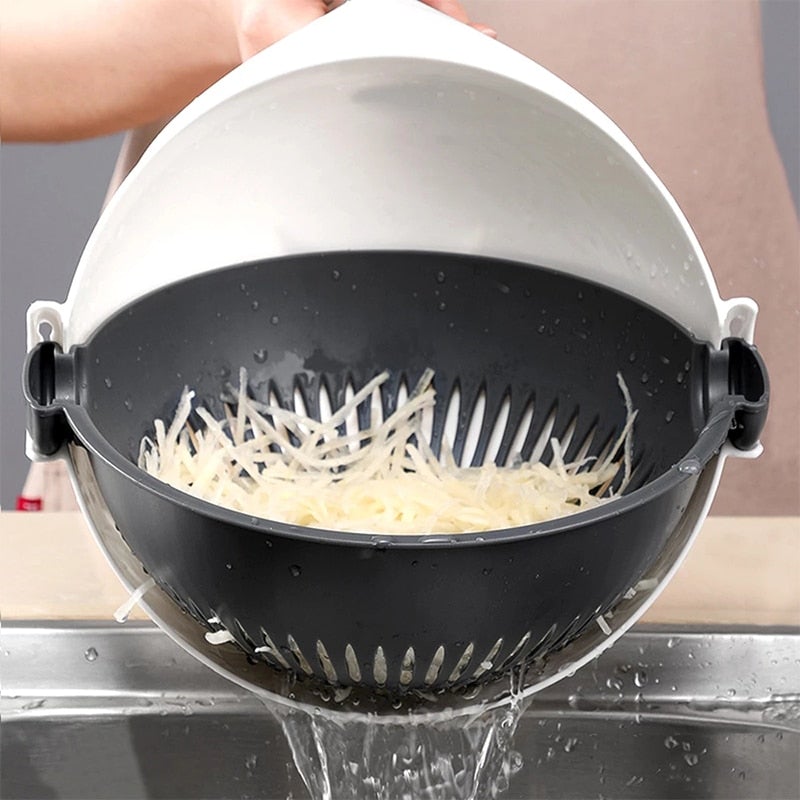 9 in 1 Vegetable Cutter With Bowl & Rotatable Drain Basket - Greenify Kitchen