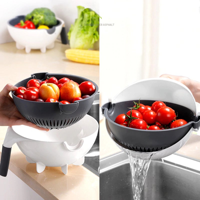 9 in 1 Vegetable Cutter With Bowl & Rotatable Drain Basket - Greenify Kitchen