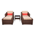 Wide Rattan Double Contiguous Rattan Five-Piece Suit 2 Single 2 Pedals 1 Double Coffee Table