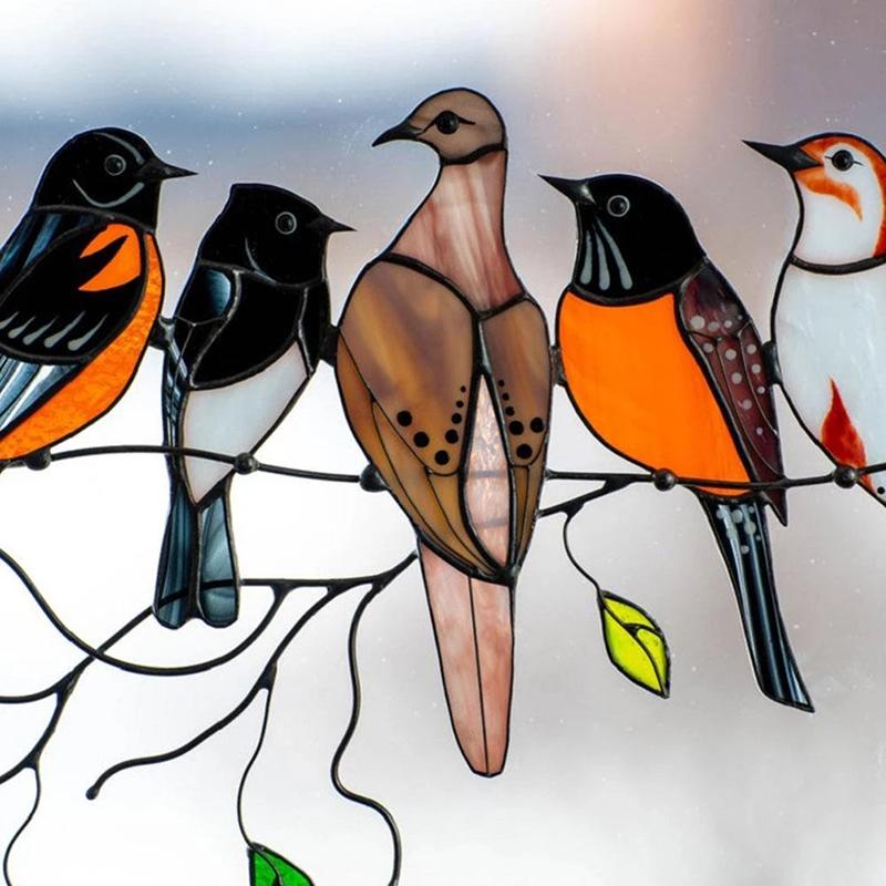 Birds Stained Window Panel Hangings