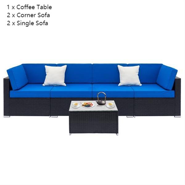 Black Weaving Rattan Sofa Set