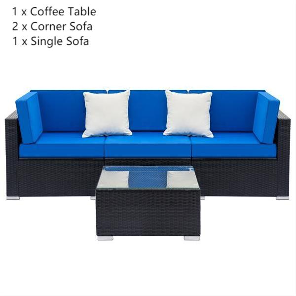 Black Weaving Rattan Sofa Set
