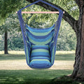 Hammock Chair Distinctive Cotton Canvas Hanging Rope Chair with Pillows Blue