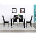 Rectangle Tempered Glass Dining Table with Nine Block Box Pattern Black