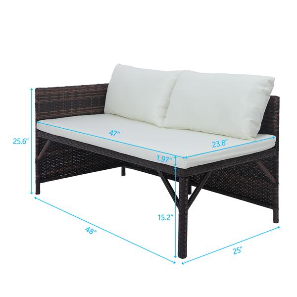 1 Double Seat 1 Chaise Seat 1 Coffee Table Combination Sofa Brown Gradient