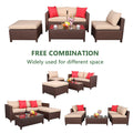 Brown 5-Piece Set Rattan Sofa