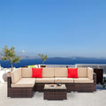 Brown Gradient Weaving Rattan Sofa Set