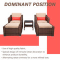 Wide Rattan Double Contiguous Rattan Five-Piece Suit 2 Single 2 Pedals 1 Double Coffee Table