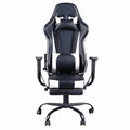 High Back Swivel Chair Racing Gaming Chair Office Chair with Footrest Tier Black & White