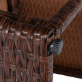 Eight-Piece Set Outdoor Rattan Dining Table And Chair Brown Wood Grain Rattan