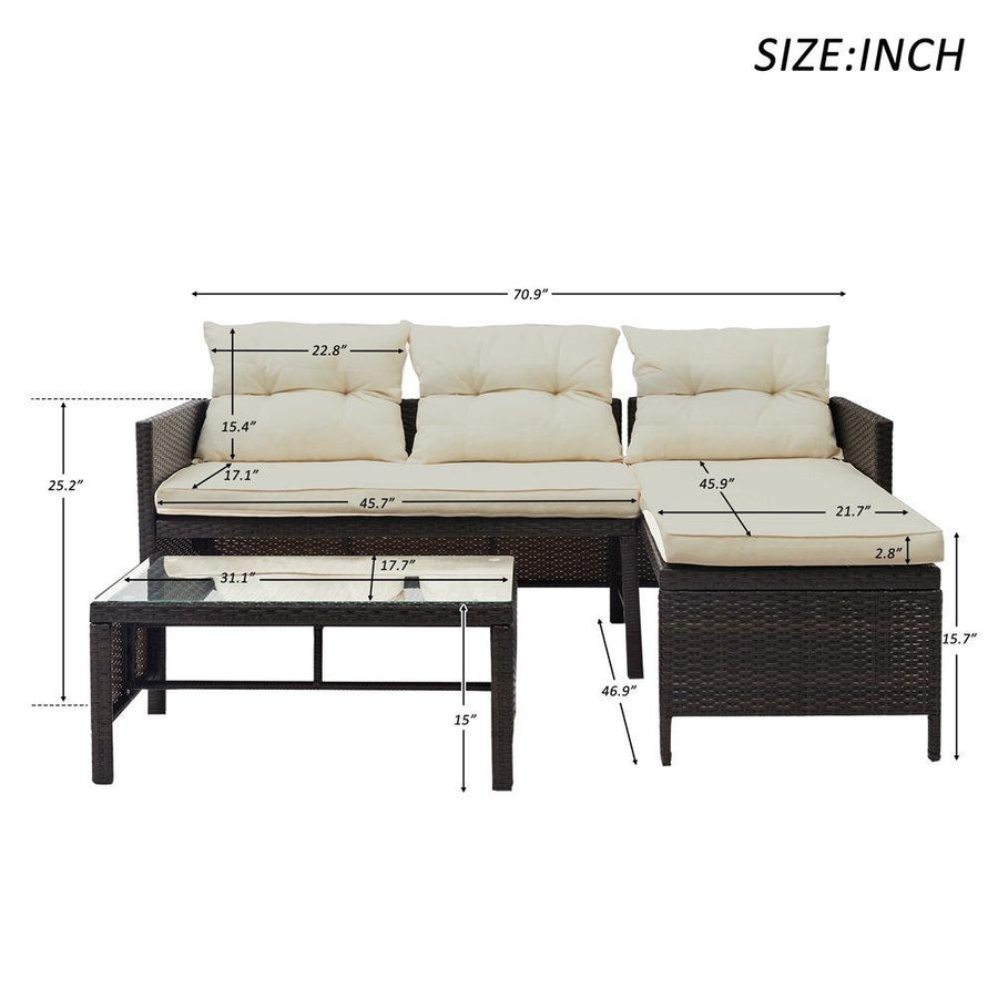Modern 3 Pieces Patio Furniture Sets