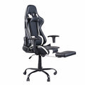 High Back Swivel Chair Racing Gaming Chair Office Chair with Footrest Tier Black & White
