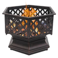 22" Hexagonal Shaped Iron Brazier Wood Burning Fire Pit Decoration