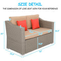 Wide Rattan Double Contiguous Rattan 4-Piece Suit 1 Double 2 Single 1 Double Coffee Table Gray