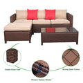 Brown 5-Piece Set Rattan Sofa