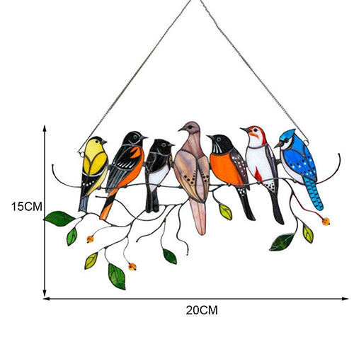 Birds Stained Window Panel Hangings