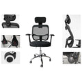Mesh Back Gas Lift Back Tilt Adjustable Office Swivel Chair with Headrest & Armrests