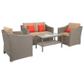 Wide Rattan Double Contiguous Rattan 4-Piece Suit 1 Double 2 Single 1 Double Coffee Table Gray