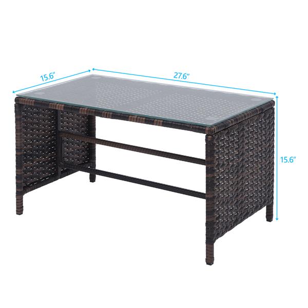 1 Double Seat 1 Chaise Seat 1 Coffee Table Combination Sofa Brown Gradient