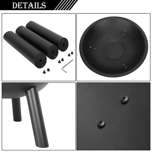 22" Iron Fire Pit Bowl Black