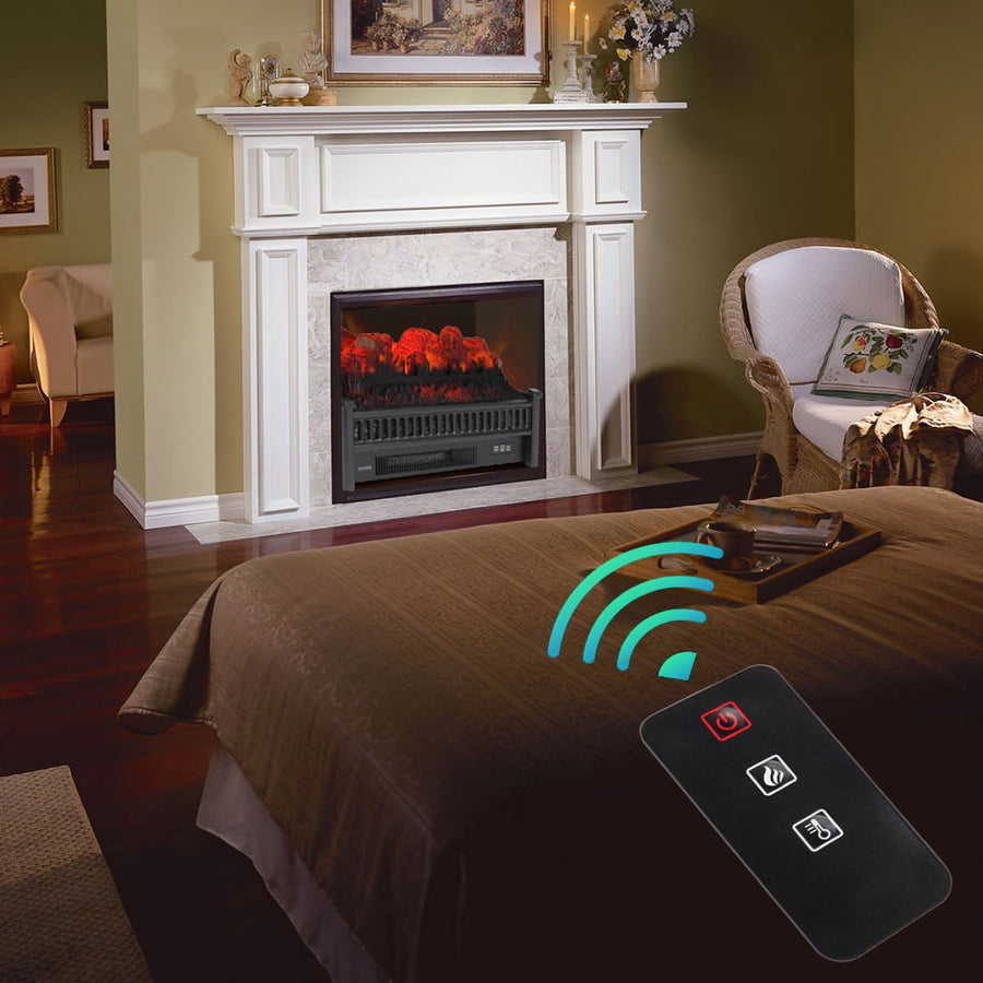 Seizeen 20'' Electric Fireplace Insert, 1400W Fireplace Log Set Heater with 3D Realistic Flame, Remote Control, Adjustable Thermostat, 1-9H Timer