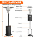 Patio Heater for Outdoor Use, 50,000BTU Propane Heater with Wheels and Adjustable Thermostat, Heavy Duty Stainless Steel Patio Heater, Freestanding Heater for Backyard, Deck, Garden, Silver Gray