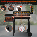 Smoker Grill, Outdoor BBQ Charcoal Grill W/2 Cooking Area, Portable Offset Smoker on Wheels for Patio Backyard Camping