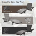 Pool Lounge Chair Set of 2, Outdoor Wicker Rattan Chaise Lounge with Pull-out Side Table, 4-Position Adjustable Backrest Patio Chairs Recliner Lounger, Dark Brown