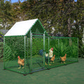 Seizeen 10x3FT Metal Chicken Coop, Chicken Run with Waterproof Cover, Walk-in Poultry Cage Hen House Habitat for Backyard Chickens, Ducks, Rabbits, Silver