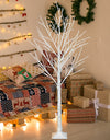 White Outdoor Lighted Tree, 6FT Christmas Tree for Indoor with 96 LED Lamps,Sectional Lighted Birch Tree Decor Home Wedding Party, Thanksgiving Halloween